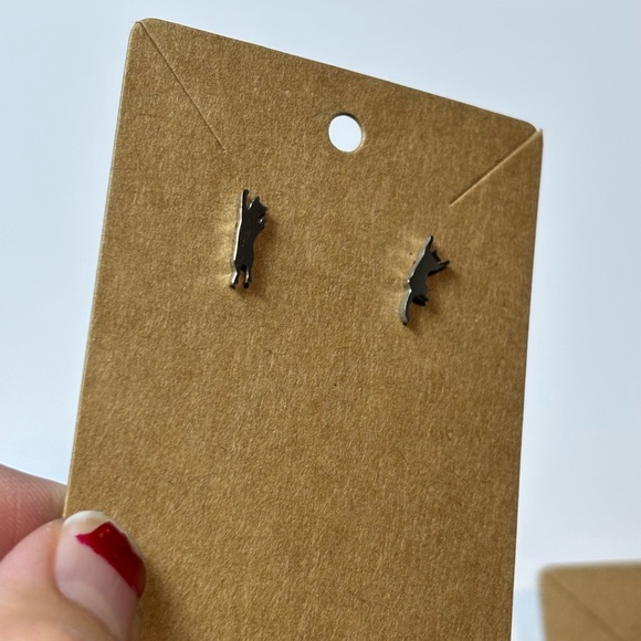 Cat Earrings - Stainless Steel, Stud-Style Womens Earrings, Cute Cats A-Climbing - Picture 5 of 6